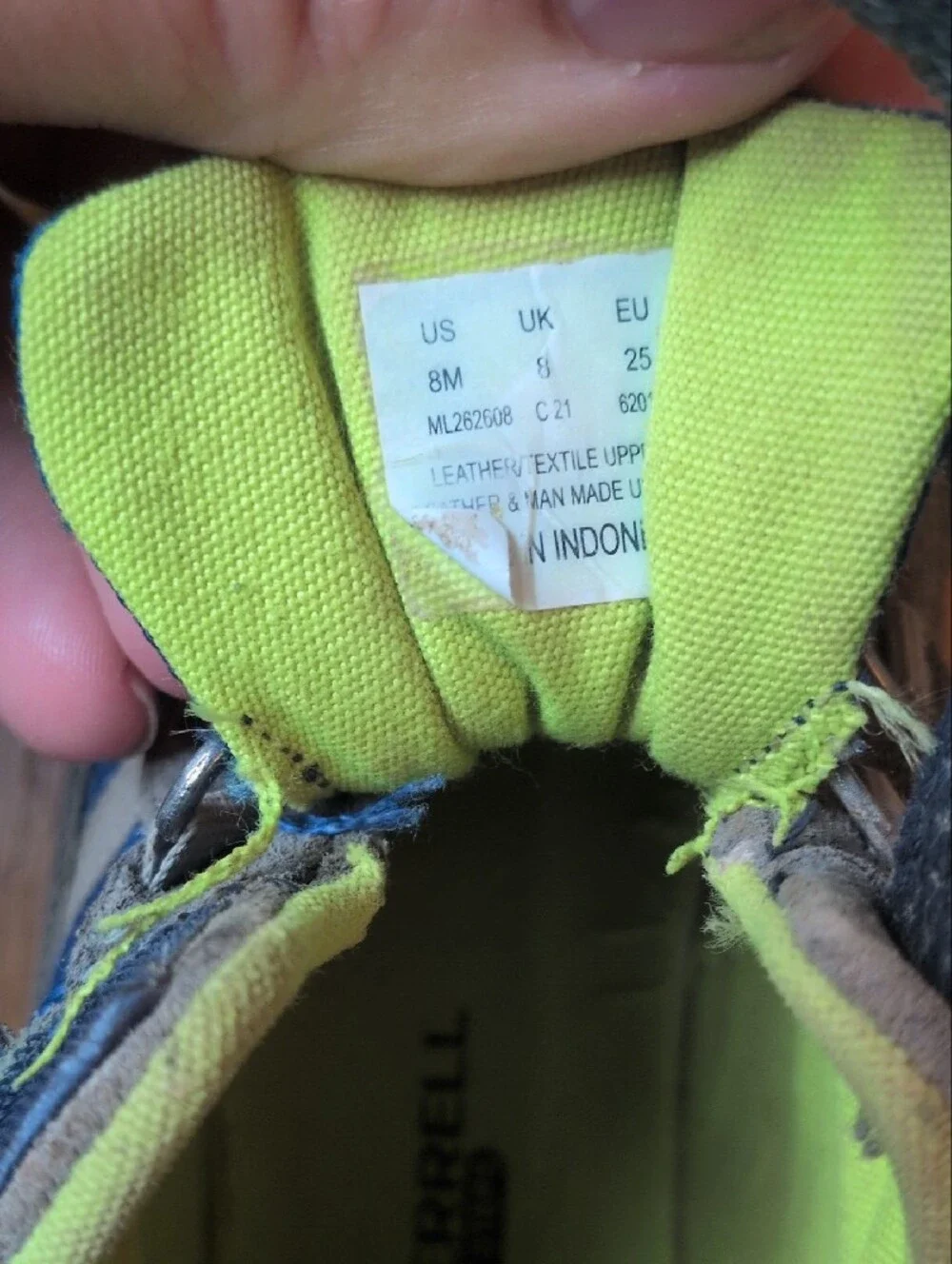 Merrell Kids Blue and Gray Hiking Boots with Lime Accent